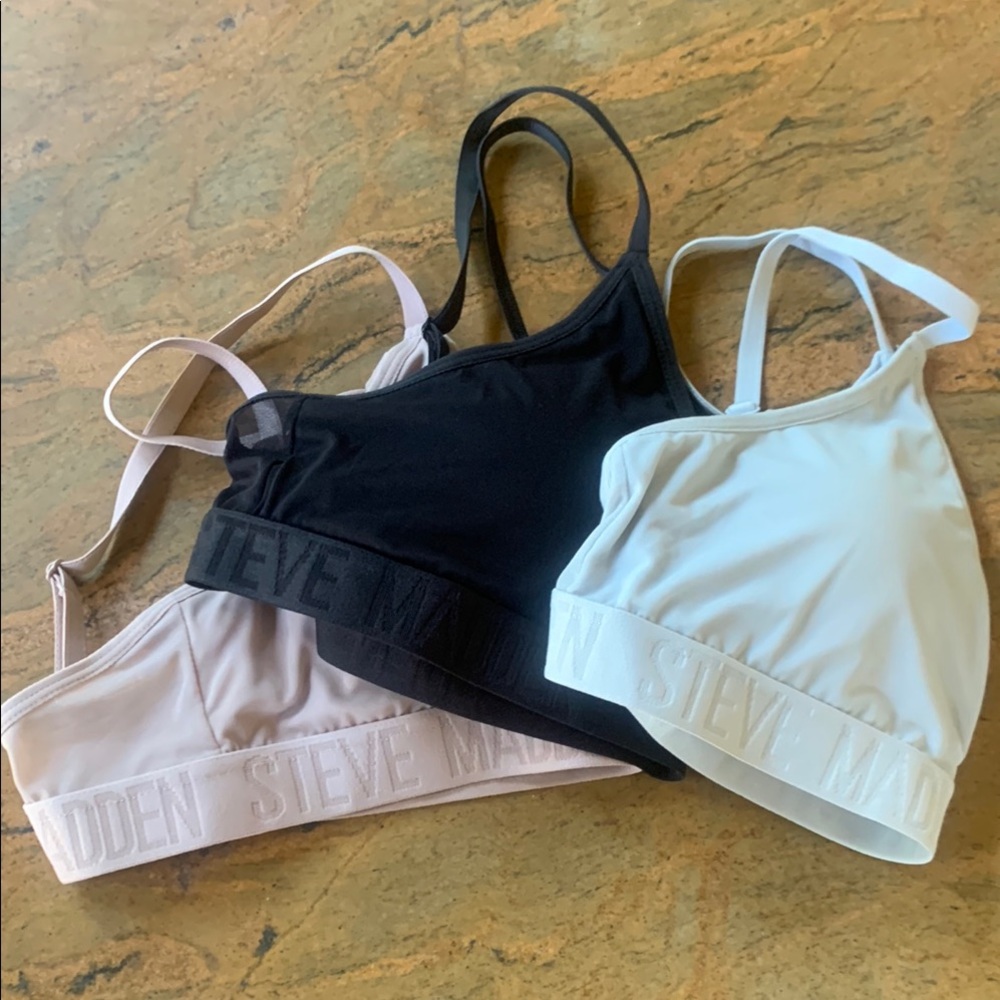 Steve Madden Tri-Color Bralette Trio - Black,Baby Blue, Nude. Never worn.